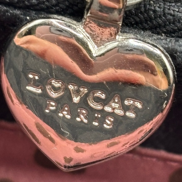 Lovecat Black Purse Handbag Pocketbook Hearts Silver Hardware - Picture 4 of 9